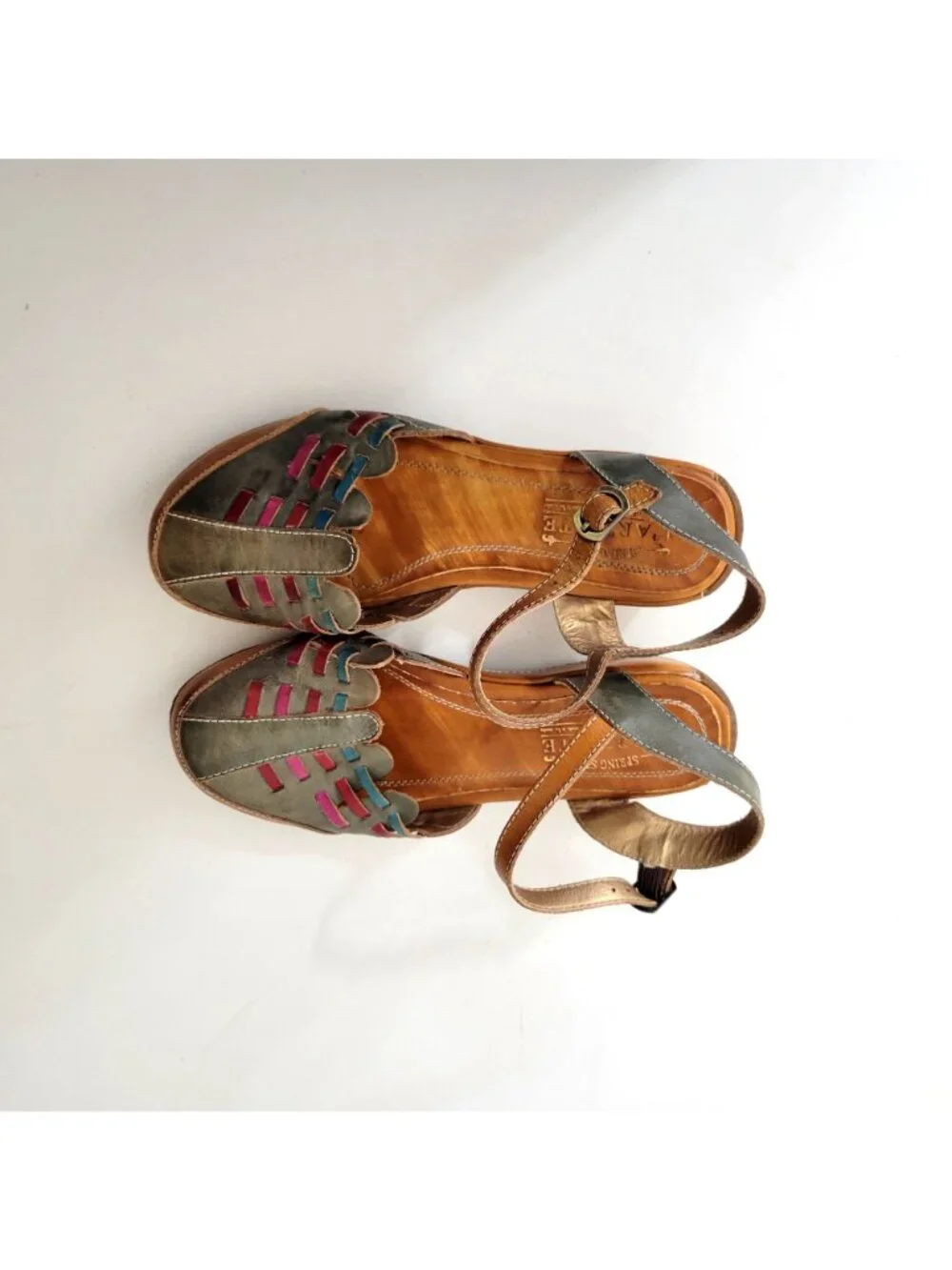 Springstep L'Artiste Leather Ankle Strap Shoes With Multicolor Cutout Design Eur - Picture 6 of 8